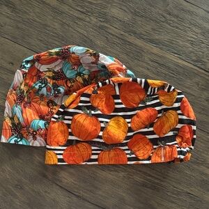Pumpkin surgical scrub caps